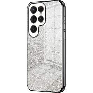 Coque arrière en silicone Phonesta Crystal Sparkle pour Samsung Galaxy S25 Ultra - Noir