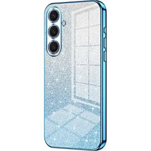 Coque arrière en silicone Phonesta Crystal Sparkle pour Samsung Galaxy S25 Plus - Bleu
