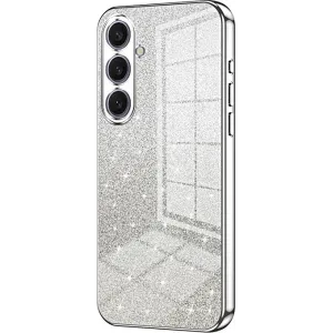 Coque arrière en silicone Phonesta Crystal Sparkle pour Samsung Galaxy S25 Plus - Argent