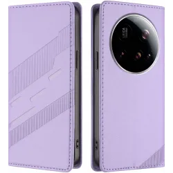 Coque portefeuille Phonesta Embossed Lines pour Xiaomi 15 Ultra - Violet