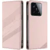 Coque portefeuille Phonesta Embossed Lines pour Xiaomi 15 - Rose