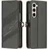 Coque portefeuille Phonesta Embossed Lines pour Samsung Galaxy Z Fold 6 - Noir