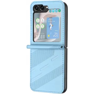 Coque arrière Phonesta Embossed Lines pour Samsung Galaxy Z Flip 7 FE / Z Flip 6 - Bleu clair