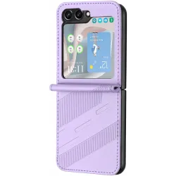 Coque arrière Phonesta Embossed Lines pour Samsung Galaxy Z Flip 7 FE / Z Flip 6 - Violet