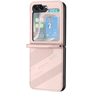 Coque arrière Phonesta Embossed Lines pour Samsung Galaxy Z Flip 7 FE / Z Flip 6 - Rose