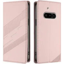 Coque portefeuille Phonesta Embossed Lines pour Nothing Phone (3a) - Rose