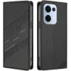 Coque portefeuille Phonesta Embossed Lines pour Oppo Reno13 - Noir