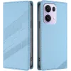 Coque portefeuille Phonesta Embossed Lines pour Oppo Reno13 Pro - Bleu clair