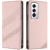Coque portefeuille Phonesta Embossed Lines pour Oppo Reno12 - Rose