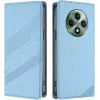 Coque portefeuille Phonesta Embossed Lines pour Oppo Reno12 F/Reno12 FS - Bleu clair 0