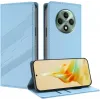 Coque portefeuille Phonesta Embossed Lines pour Oppo Reno12 F/Reno12 FS - Bleu clair 1
