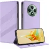 Coque portefeuille Phonesta Embossed Lines pour Oppo Reno12 F/Reno12 FS - Violet 1