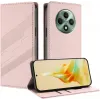 Coque portefeuille Phonesta Embossed Lines pour Oppo Reno12 F/Reno12 FS - Rose 1