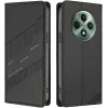 Coque portefeuille Phonesta Embossed Lines pour Oppo Reno12 F/Reno12 FS - Noir 0