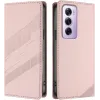 Coque portefeuille Phonesta Embossed Lines pour Oppo Reno12 Pro - Rose