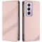 Coque portefeuille Phonesta Embossed Lines pour Oppo Reno12 Pro - Rose