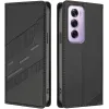 Coque portefeuille Phonesta Embossed Lines pour Oppo Reno12 Pro - Noir