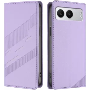 Coque portefeuille Phonesta Embossed Lines pour OnePlus Nord 4 - Violet
