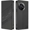 Coque portefeuille Phonesta Embossed Lines pour OnePlus 12 - Noir