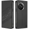 Coque portefeuille Phonesta Embossed Lines pour OnePlus 12 - Noir