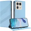Coque portefeuille Phonesta Embossed Lines pour Motorola Edge 50 Ultra - Bleu clair 1