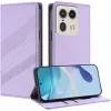 Coque portefeuille Phonesta Embossed Lines pour Motorola Edge 50 Ultra - Violet 1