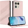 Coque portefeuille Phonesta Embossed Lines pour Motorola Edge 50 Ultra - Rose 1