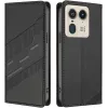 Coque portefeuille Phonesta Embossed Lines pour Motorola Edge 50 Ultra - Noir 0