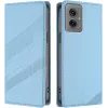 Coque portefeuille Phonesta Embossed Lines pour Motorola Moto G55 - Bleu clair