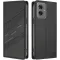 Coque portefeuille Phonesta Embossed Lines pour Motorola Moto G55 - Noir