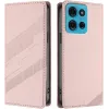 Coque portefeuille Phonesta Embossed Lines pour Motorola Moto G75 - Rose