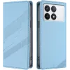 Coque portefeuille Phonesta Embossed Lines pour Xiaomi 14T - Bleu clair