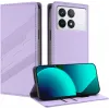 Coque portefeuille Phonesta Embossed Lines pour Xiaomi 14T - Violet 2