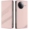 Coque portefeuille Phonesta Embossed Lines pour Xiaomi Poco F7 Pro/F7 Ultra - Rose
