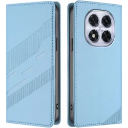 Coque portefeuille Phonesta Embossed Lines pour Xiaomi Redmi Note 14 Pro 4G - Bleu clair