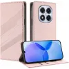 Coque portefeuille Phonesta Embossed Lines pour Xiaomi Redmi Note 14 Pro 4G - Rose 1