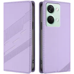 Coque portefeuille Phonesta Embossed Lines pour OnePlus Nord 3 - Violet