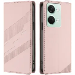 Coque portefeuille Phonesta Embossed Lines pour OnePlus Nord 3 - Rose