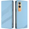 Coque portefeuille Phonesta Embossed Lines pour OnePlus Nord CE 4 Lite - Bleu clair