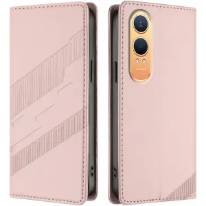 Coque portefeuille Phonesta Embossed Lines pour OnePlus Nord CE 4 Lite - Rose