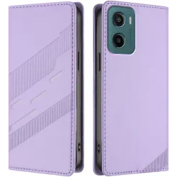 Coque portefeuille Phonesta Embossed Lines pour Motorola Moto G05 / Moto E15 - Violet