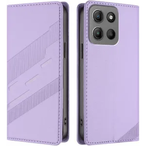 Coque portefeuille Phonesta Embossed Lines pour Motorola Moto G17/G17 Power/G15/G15 Power - Violet