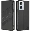 Coque portefeuille Phonesta Embossed Lines pour Motorola Edge 50 Fusion - Noir