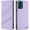 Coque portefeuille Phonesta Embossed Lines pour Motorola Moto G04 / G04s / G24 / G24 Power / E14 - Violet