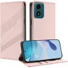 Coque portefeuille Phonesta Embossed Lines pour Motorola Moto G04 / G04s / G24 / G24 Power / E14 - Rose 2