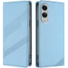 Coque portefeuille Phonesta Embossed Lines pour Samsung Galaxy S25 Edge - Bleu clair 0
