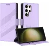 Coque portefeuille Phonesta Embossed Lines pour Samsung Galaxy S25 Ultra - Violet 1