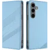 Coque portefeuille Phonesta Embossed Lines pour Samsung Galaxy S25 Plus - Bleu clair