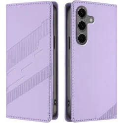 Coque portefeuille Phonesta Embossed Lines pour Samsung Galaxy S25 Plus - Violet