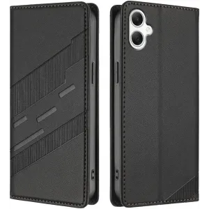 Coque portefeuille Phonesta Embossed Lines pour Samsung Galaxy A06 4G/5G - Noir